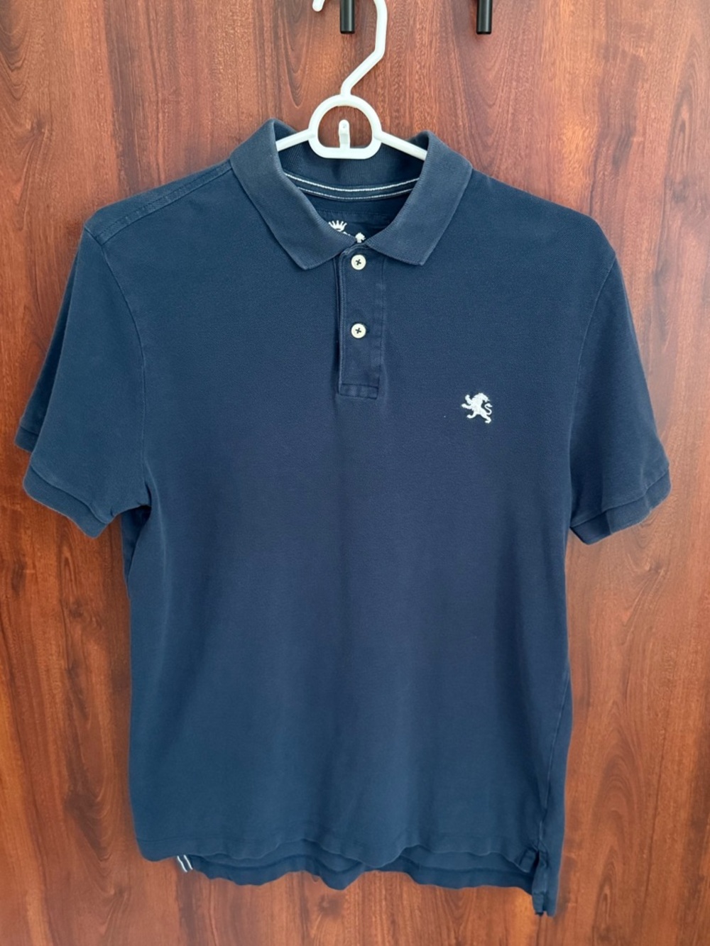 Express Small Lion Polo: Navy Blue with White Logo